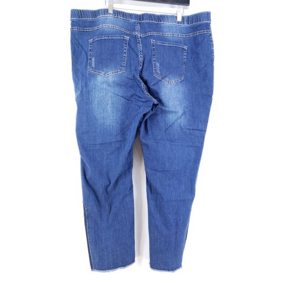 Just My Size Womens 3X Denim Jeggings Stretch Slim Fit Distressed Fray Hem High - Picture 1 of 11